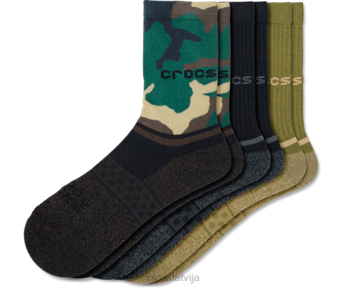 zeķes crew evergreen 3-pakas unisex Crocs zeķes N46T398 melns/kamo