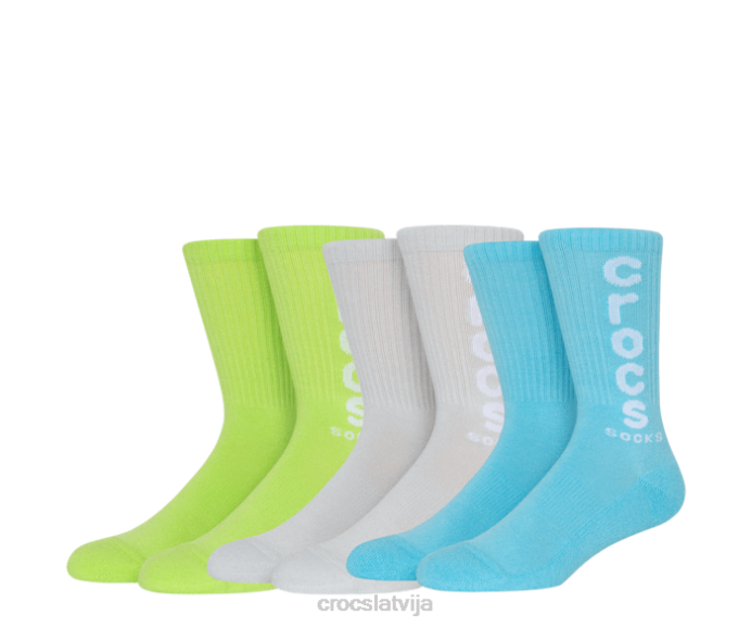 zeķes logo crew 3-pack unisex Crocs zeķes N46T377 limeade/multi