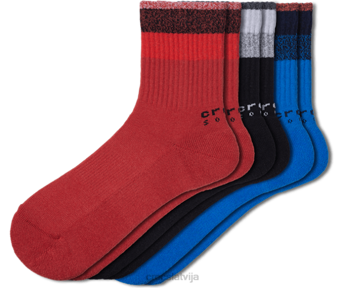 zeķes svītra potīte 3-pack bcb/ppr unisex Crocs zeķes N46T375 spilgts kobalts/pipari