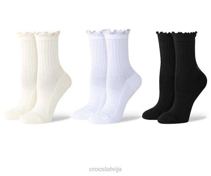 zeķes volāns potīte 3-iepak unisex Crocs zeķes N46T383 kauls/melns