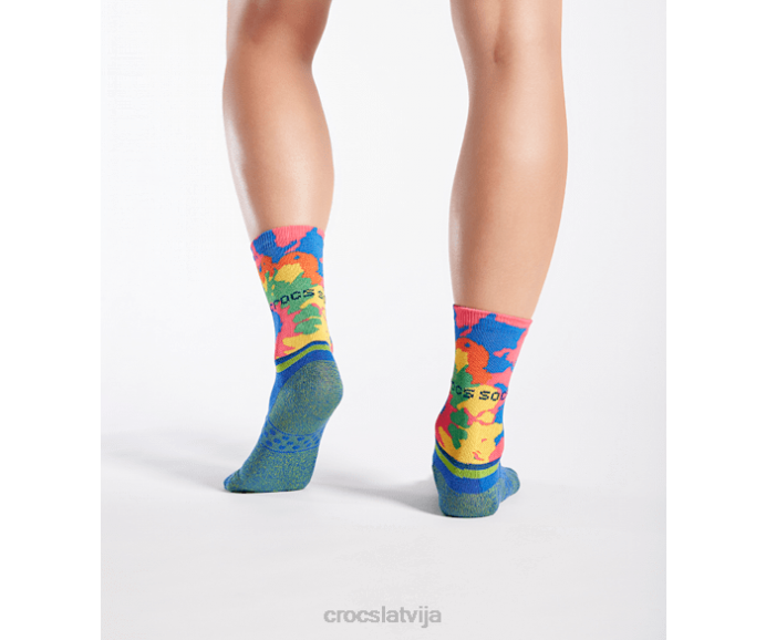 zeķu apkalpes grafika 3 iepakojums unisex Crocs zeķes N46T409 elektriskā rozā kaklasaišu krāsa