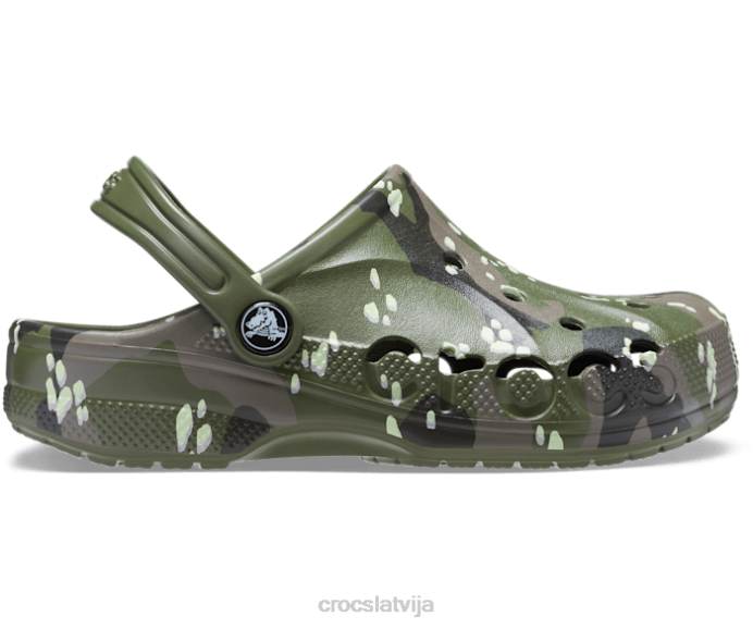Baya apdrukāta koka tupele bērni Crocs kurpes N46T628 Zaļā armija