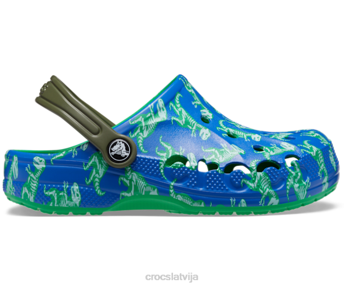 Baya apdrukāta koka tupele bērni Crocs kurpes N46T629 zila skrūve/multi