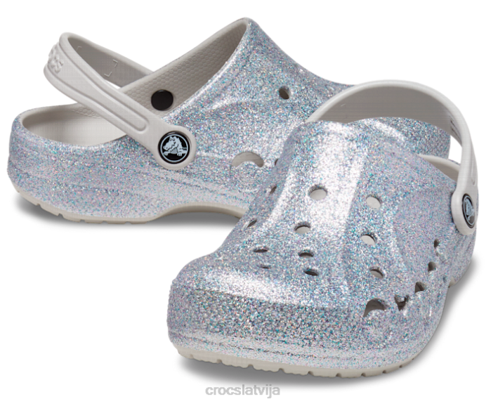 Baya glitter koka tupele bērni Crocs kurpes N46T581 Sudrabs
