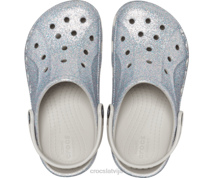 Baya glitter koka tupele bērni Crocs kurpes N46T581 Sudrabs