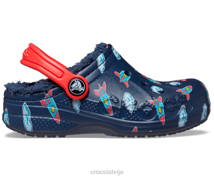 baya izklāta apdrukāta koka tupele bērni Crocs kurpes N46T617 flote/liesma