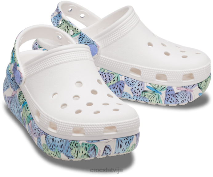 cutie simpātiju tauriņš koka tupele bērni Crocs kurpes N46T616 balts/multi