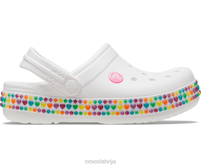 joslas dārgakmens joslas tupele bērni Crocs kurpes N46T612 balts