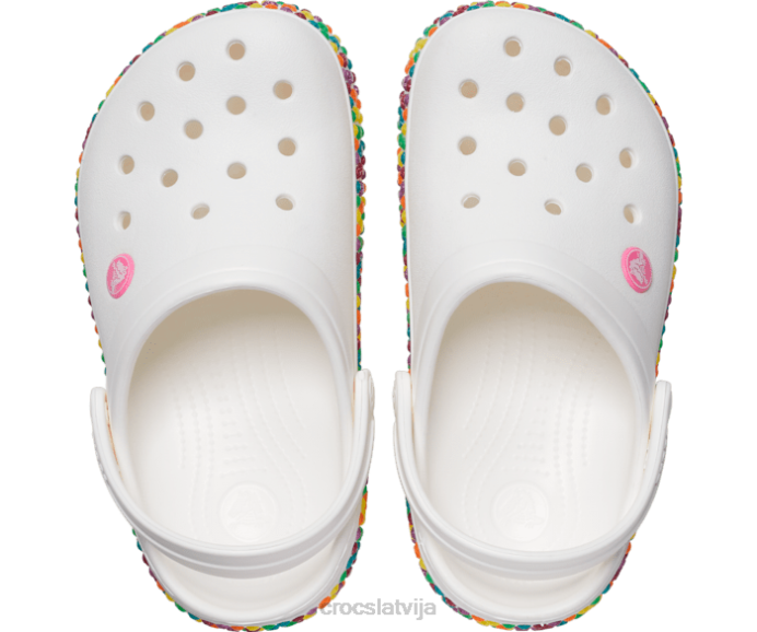joslas dārgakmens joslas tupele bērni Crocs kurpes N46T612 balts