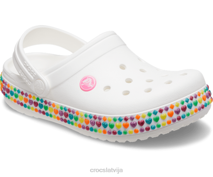 joslas dārgakmens joslas tupele bērni Crocs kurpes N46T612 balts