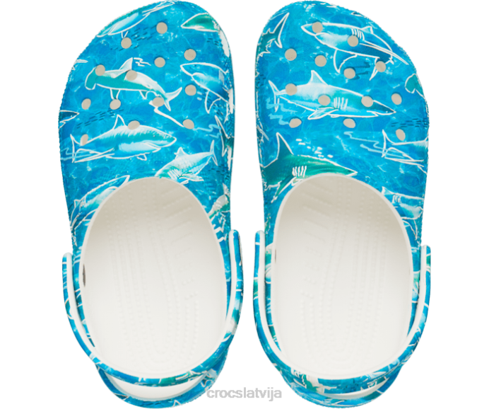 klasiska baseina ballīšu koka tupele bērni Crocs kurpes N46T639 haizivs/okeāns