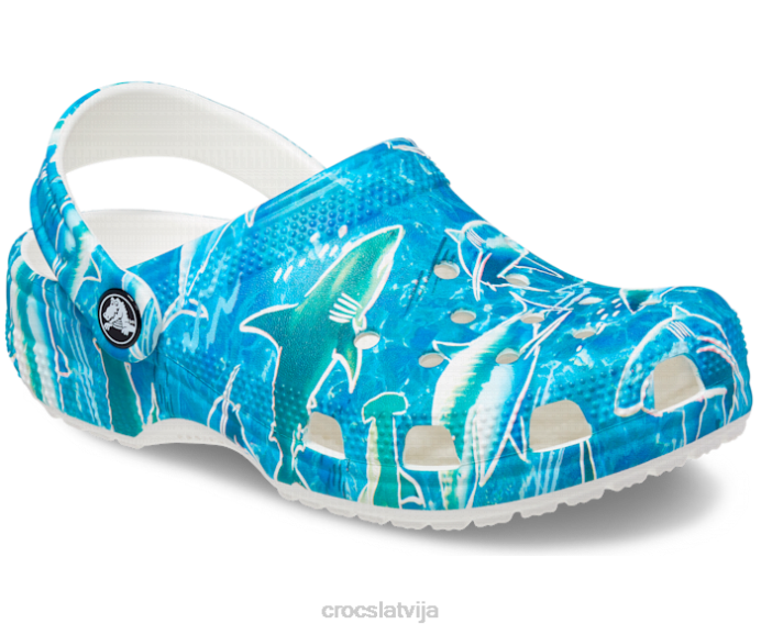 klasiska baseina ballīšu koka tupele bērni Crocs kurpes N46T639 haizivs/okeāns