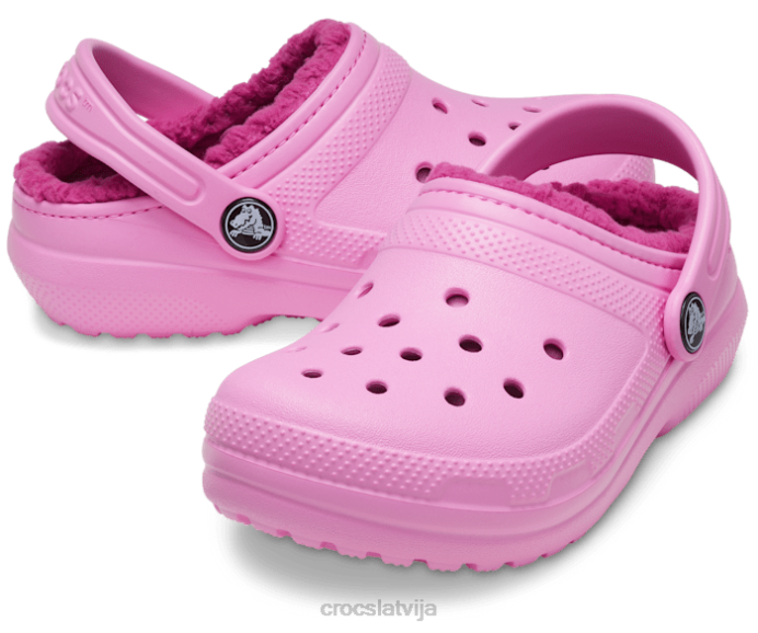 klasiska izklāta koka tupele bērni Crocs kurpes N46T636 taffy rozā