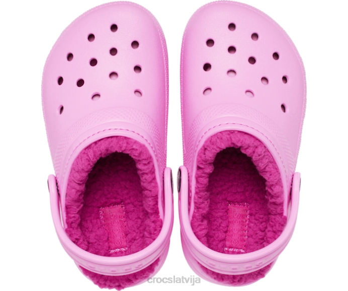 klasiska izklāta koka tupele bērni Crocs kurpes N46T636 taffy rozā