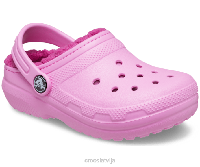 klasiska izklāta koka tupele bērni Crocs kurpes N46T636 taffy rozā