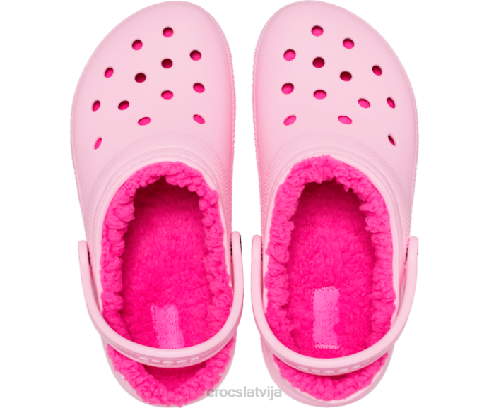 klasiska izklāta koka tupele bērni Crocs kurpes N46T637 flamingo