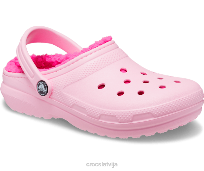 klasiska izklāta koka tupele bērni Crocs kurpes N46T637 flamingo