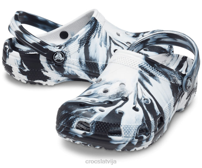 klasiska marmora koka tupele bērni Crocs kurpes N46T597 melns balts