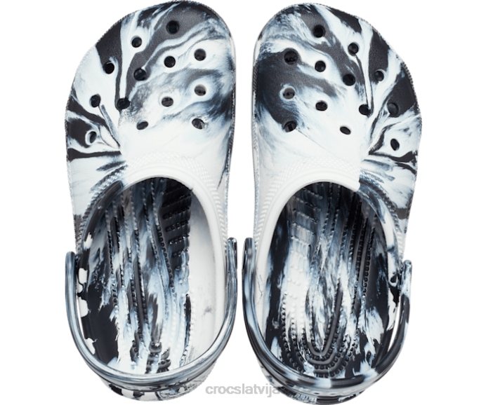 klasiska marmora koka tupele bērni Crocs kurpes N46T597 melns balts