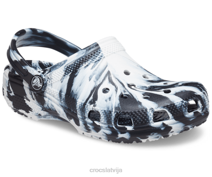 klasiska marmora koka tupele bērni Crocs kurpes N46T597 melns balts