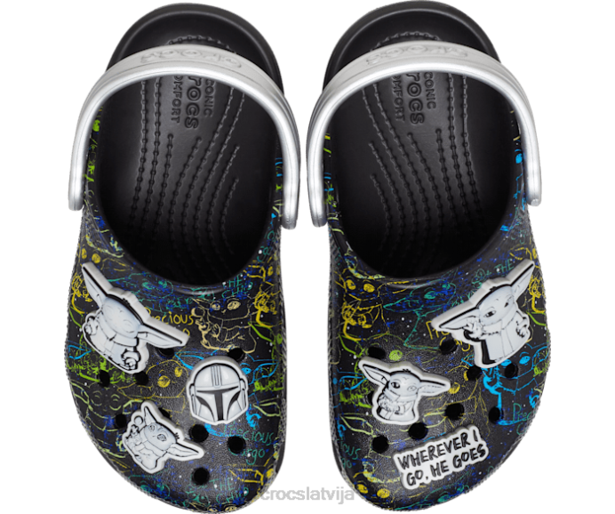 klasisks grogu koka tupele bērni Crocs kurpes N46T574 melns