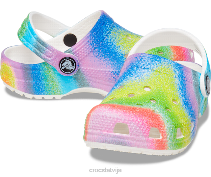 klasisks izsmidzināms krāsvielu aizsprostojums bērni Crocs kurpes N46T630 balts/multi
