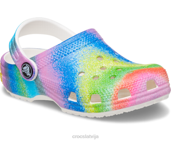 klasisks izsmidzināms krāsvielu aizsprostojums bērni Crocs kurpes N46T630 balts/multi