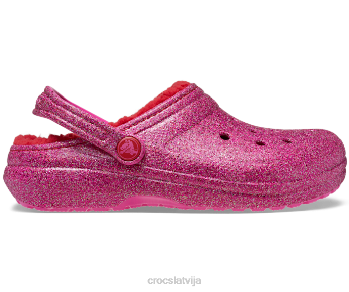 klasisks odere rozā mirdzoša koka tupele bērni Crocs kurpes N46T576 pipari