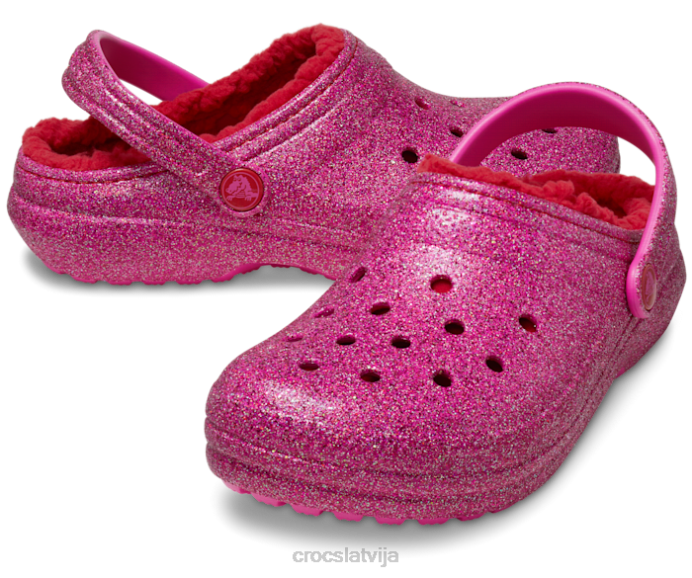 klasisks odere rozā mirdzoša koka tupele bērni Crocs kurpes N46T576 pipari