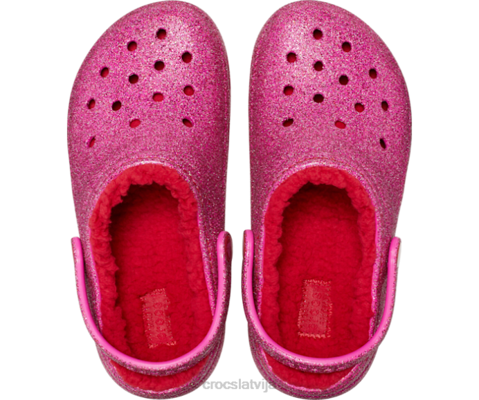 klasisks odere rozā mirdzoša koka tupele bērni Crocs kurpes N46T576 pipari