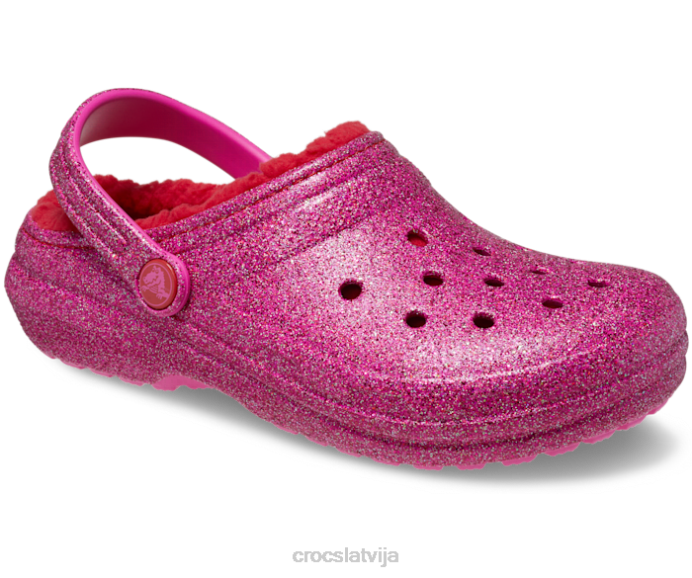 klasisks odere rozā mirdzoša koka tupele bērni Crocs kurpes N46T576 pipari