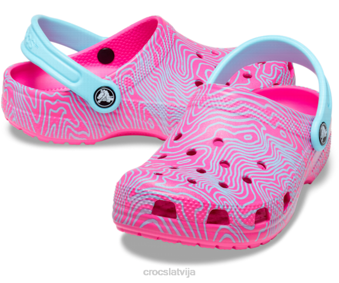 klasisks topogrāfiskais aizsprostojums bērni Crocs kurpes N46T579 sula/multi
