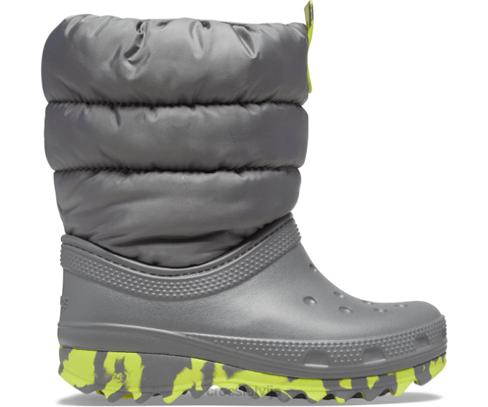 klasisks neo puff zābaks bērni Crocs kurpes N46T665 šīfera pelēks
