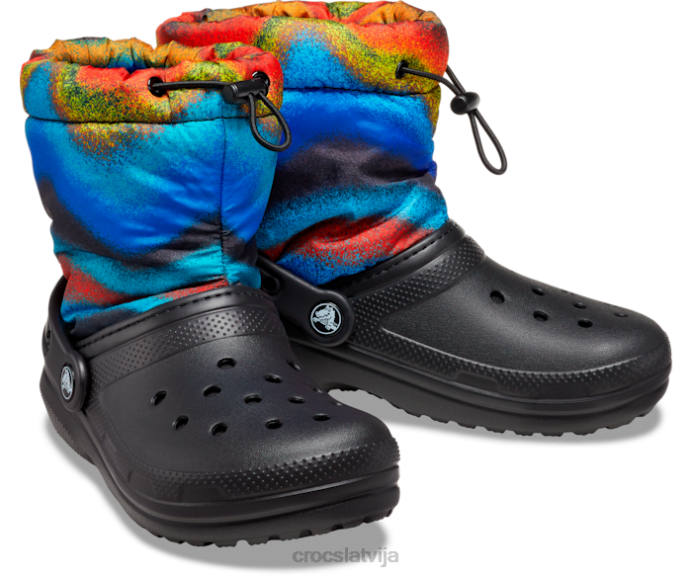 klasisks odere spray dye neo puff boot bērni Crocs kurpes N46T560 melns/multi