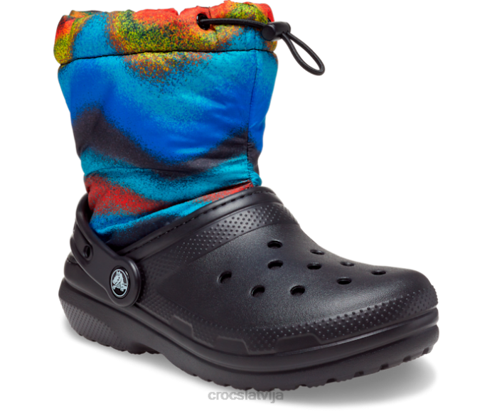 klasisks odere spray dye neo puff boot bērni Crocs kurpes N46T560 melns/multi