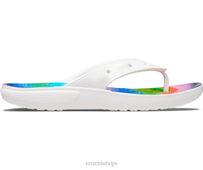 klasiskās izsmidzināmās krāsas flip sievietes Crocs kurpes N46T269 balts/multi