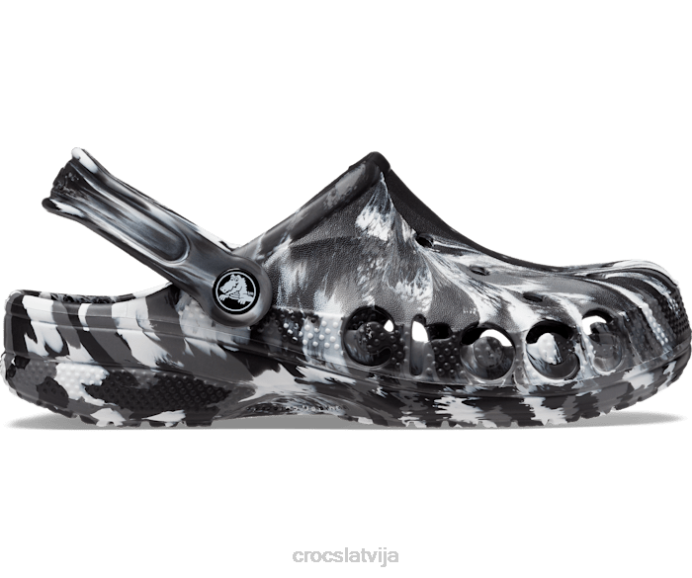 Baya marmora koka tupele sievietes Crocs kurpes N46T166 melns balts