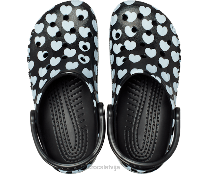 Baya sezonas apdrukāta koka tupele sievietes Crocs kurpes N46T178 melns balts