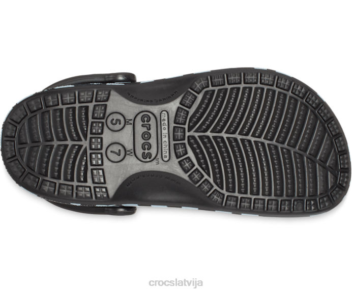 Baya sezonas apdrukāta koka tupele sievietes Crocs kurpes N46T178 melns balts