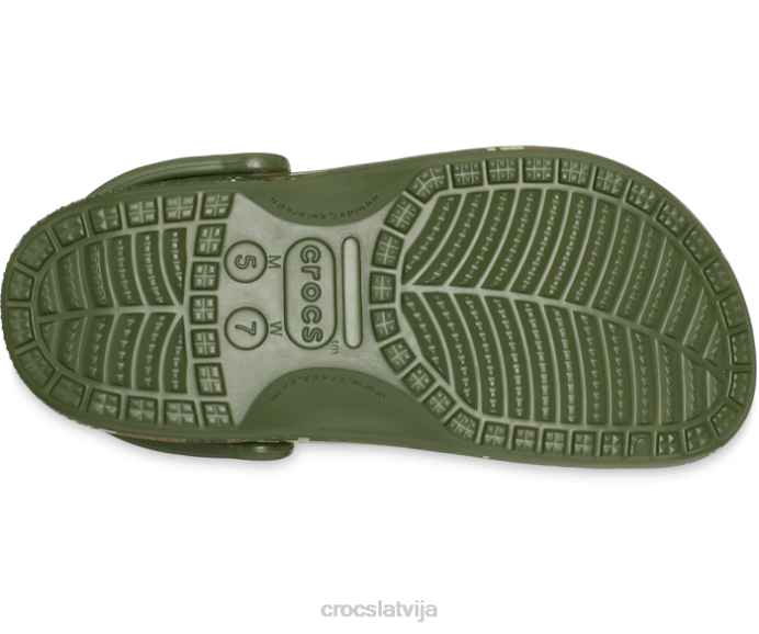 Baya sezonas apdrukāta koka tupele sievietes Crocs kurpes N46T179 Zaļā armija
