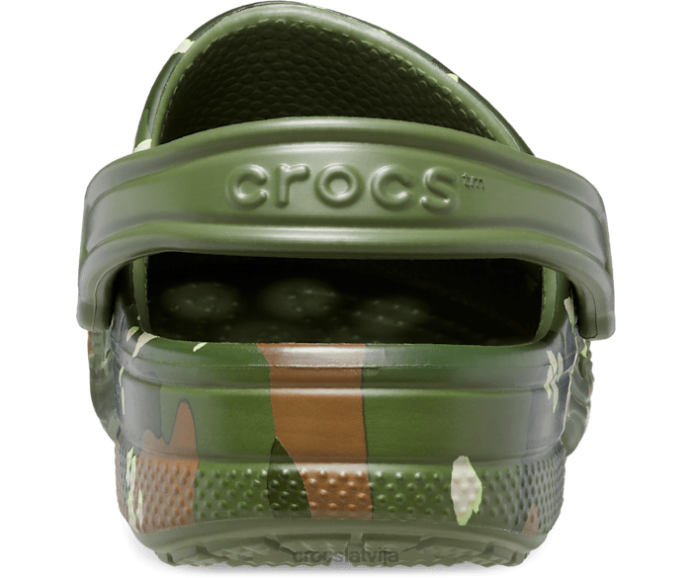 Baya sezonas apdrukāta koka tupele sievietes Crocs kurpes N46T179 Zaļā armija