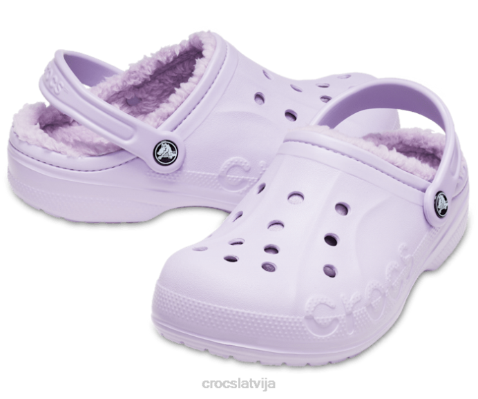 baya izklāta koka tupele sievietes Crocs kurpes N46T191 lavandas