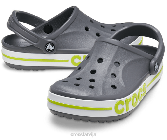 bayaband tupele sievietes Crocs kurpes N46T49 šīfera pelēks/laima perforators