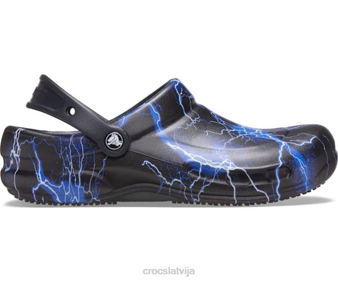 bistro grafiskā tupele sievietes Crocs kurpes N46T184 melnas/zibens skrūves