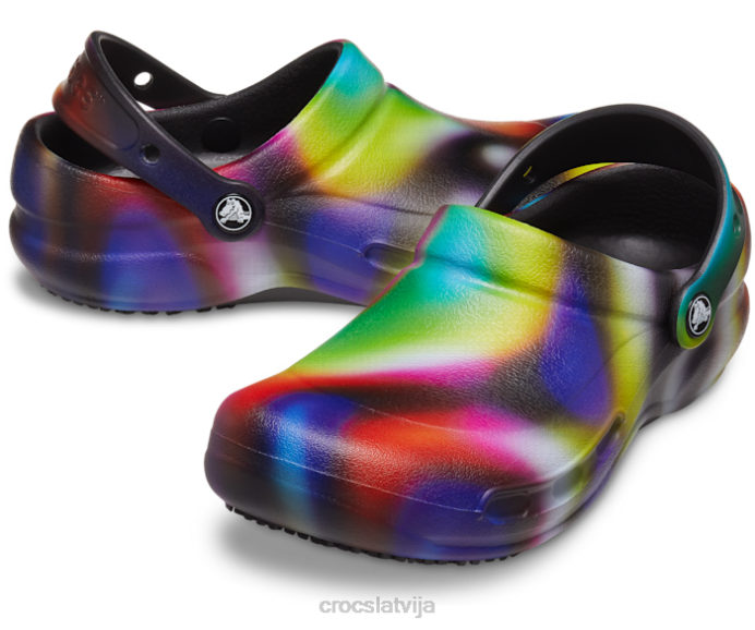 bistro grafiskā tupele sievietes Crocs kurpes N46T186 neona multi/melns