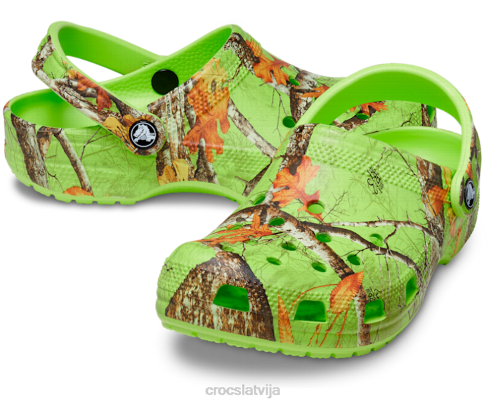 klasiskās nekustamo koku malu krāsas aizsērē sievietes Crocs kurpes N46T131 limeade