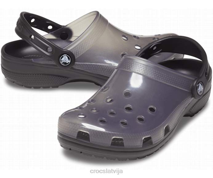 klasiska caurspīdīga koka tupele sievietes Crocs kurpes N46T197 melns