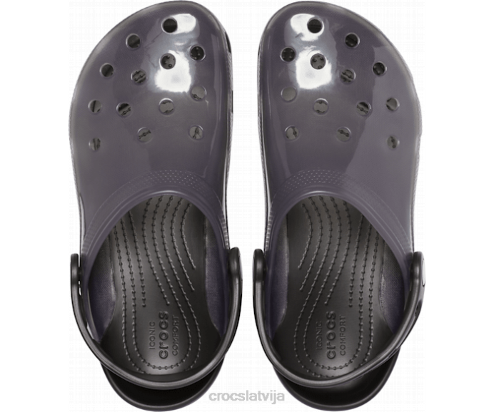 klasiska caurspīdīga koka tupele sievietes Crocs kurpes N46T197 melns