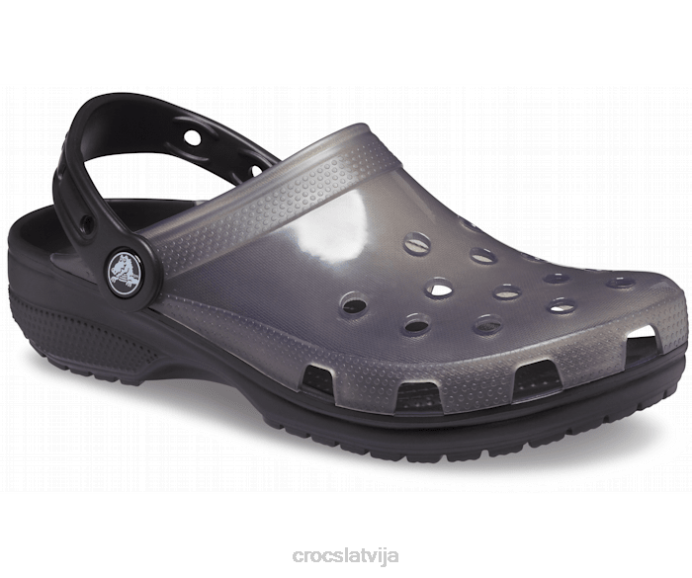 klasiska caurspīdīga koka tupele sievietes Crocs kurpes N46T197 melns