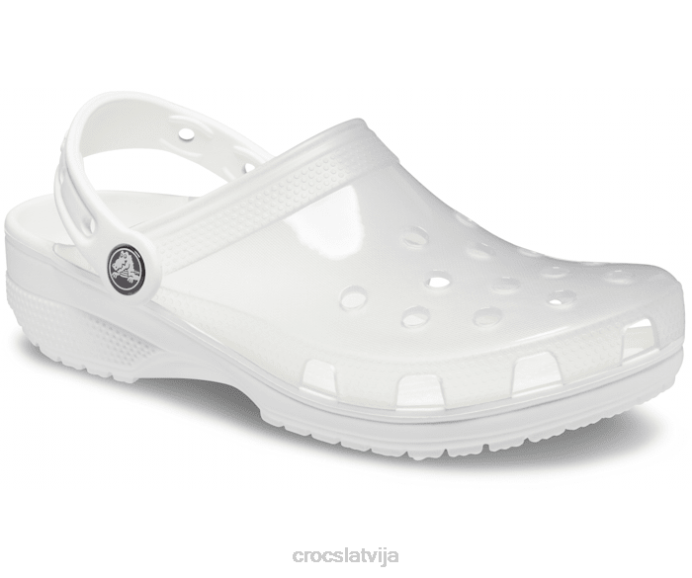 klasiska caurspīdīga koka tupele sievietes Crocs kurpes N46T198 balts